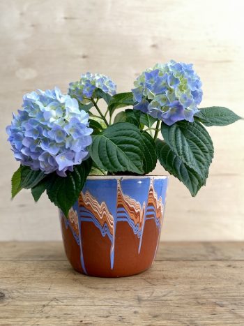 Ceramic Planter, Blue Streaks