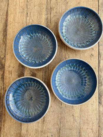 4 x low bowls, dark blue, Horezu, Romania
