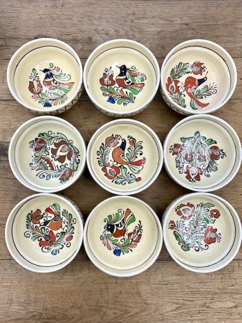 9 x romanian market bowls flowers and birds