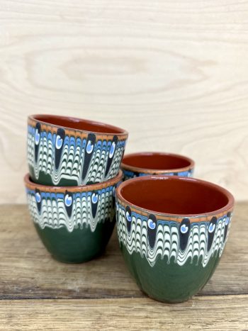Traditional cup from Troyan, Bulgaria, Green/White