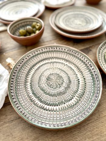 Peacock Green, flat dinner plate from Horezu