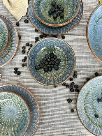 Peacock Azzurro, flat dinner plate from Horezu