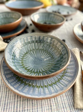 Peacock Azzurro, soup bowl from Horezu