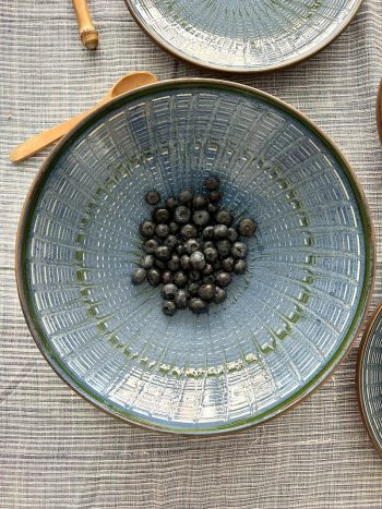 Peacock Azzurro, low serving bowl, Horezu