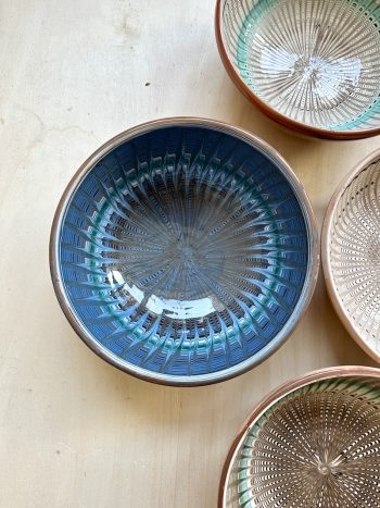 4 x big serving bowls, peacock mix, Horezu, Romania