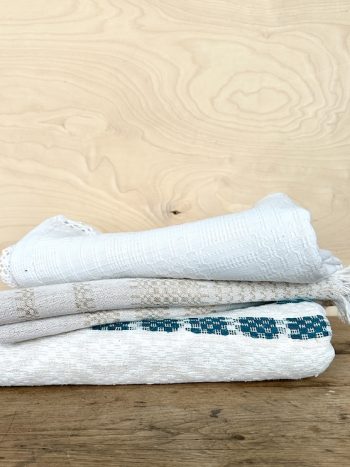 3 x vintage tablecloth, handwoven linen & cotton