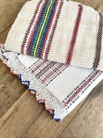 2 x handwoven vintage linen/cotton tablecloth